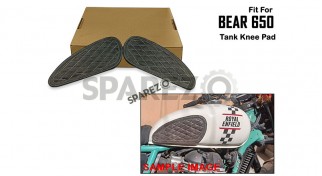 For Royal Enfield Bear 650 Leather Tank Knee Pad Black and Grey For Royal Enfield Bear 650 Leather Tank Knee Pad Black and Grey